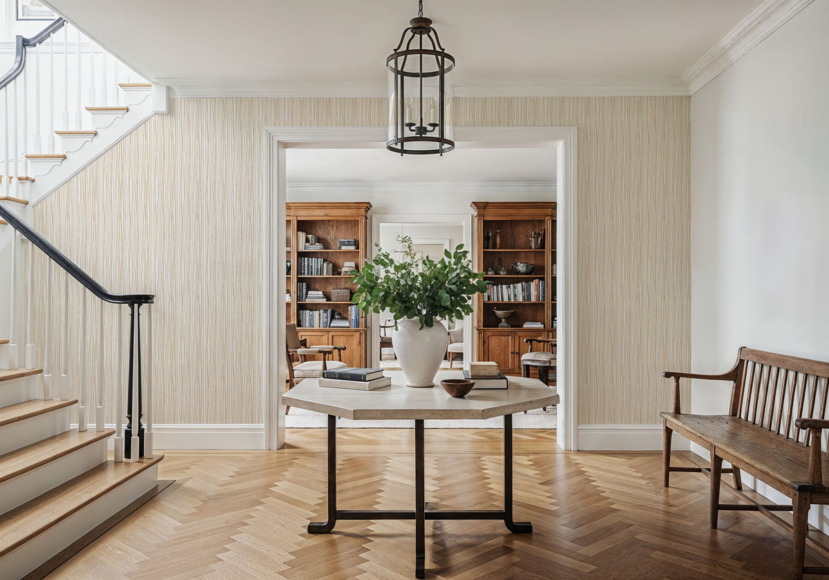 Lone Lines White Mural Wallpaper - room preview 02