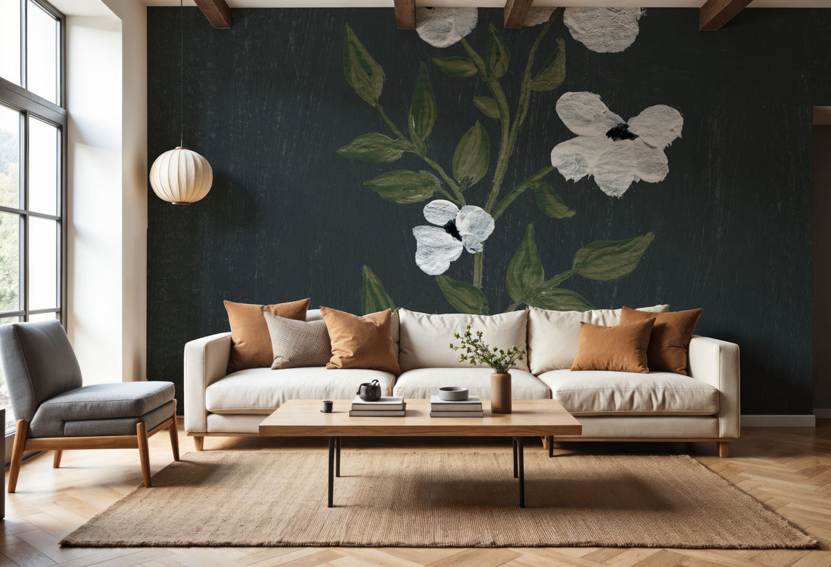 Pretty Little Flower III Black Mural Wallpaper - room preview 02