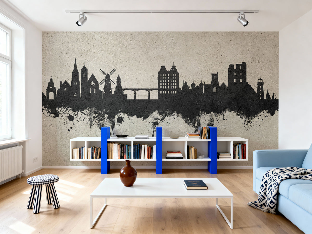 Scarborough England Skyline Concrete Mural Wallpaper - room preview 02