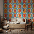 Purple Blossom Ikat Mural Wallpaper - room preview 02
