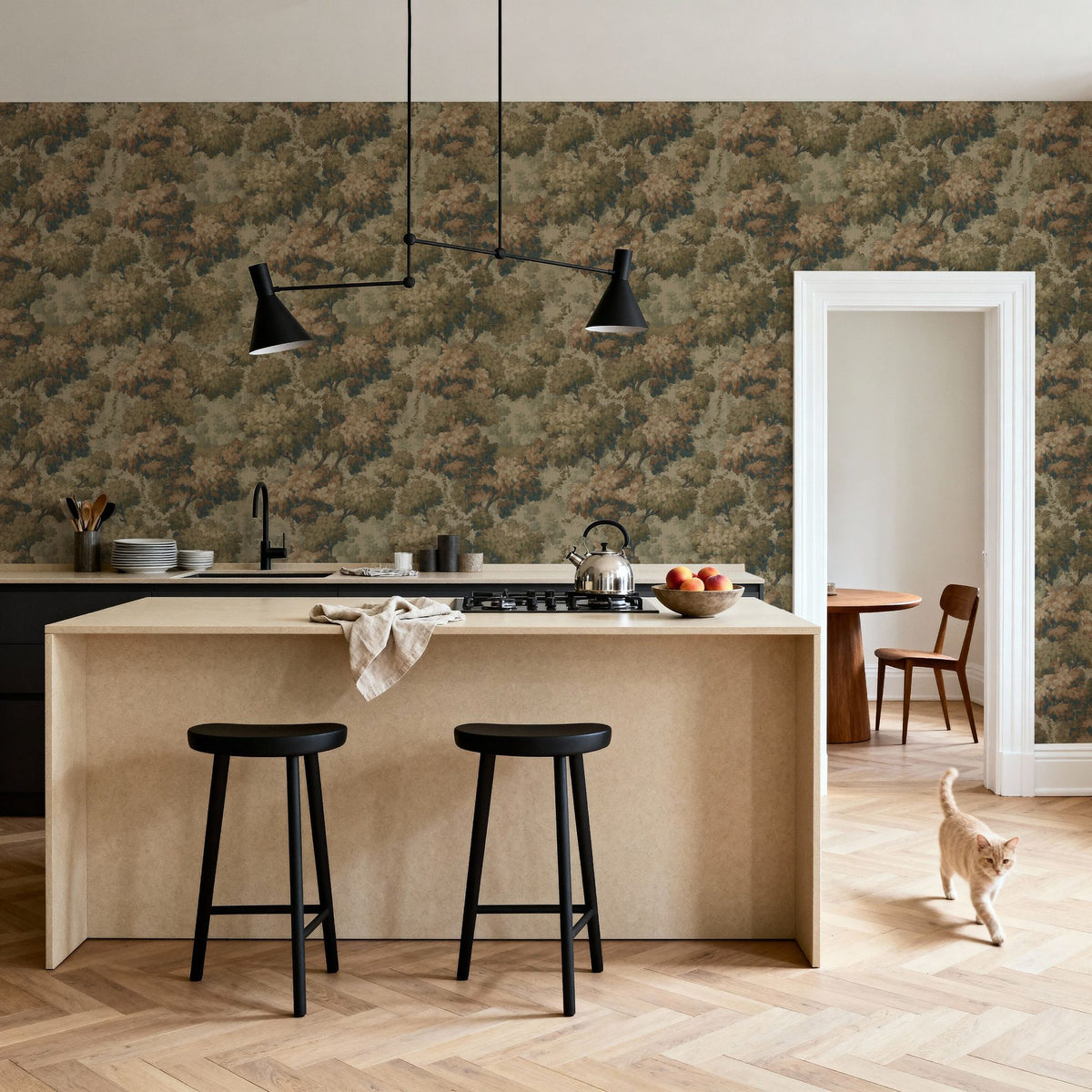Greenwood Linden, Rustic Foliage Mural Wallpaper - room preview 02