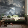 Intaglio Clouds, Ink Blue Mural Wallpaper - room preview 02