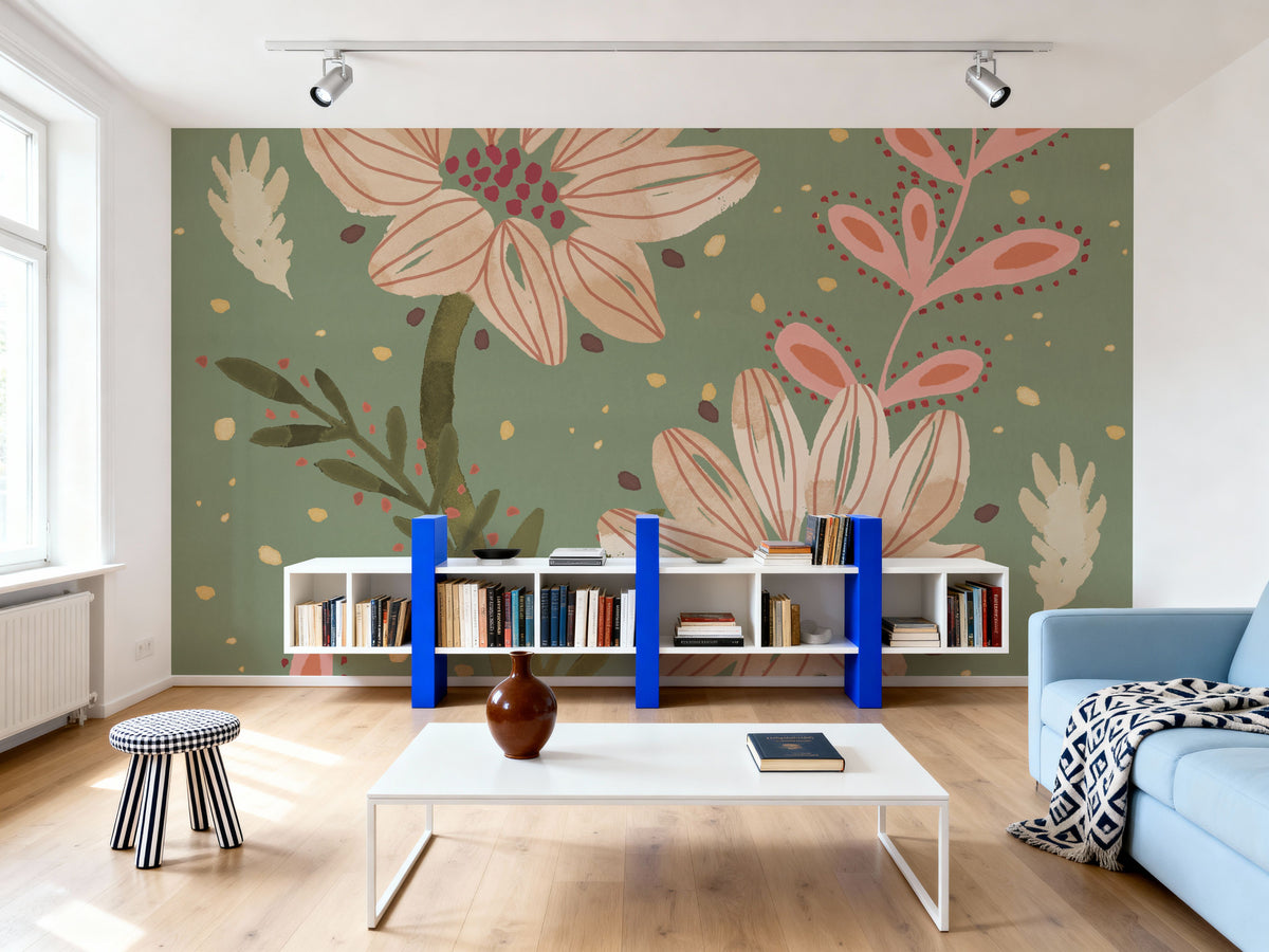 Floralscape X Neutral Mural Wallpaper - room preview 02