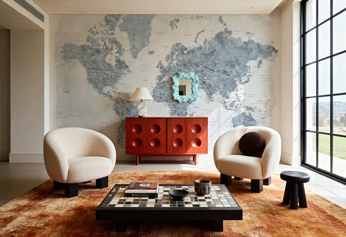 World Map Cities - Jacq Mural Wallpaper - room preview 02
