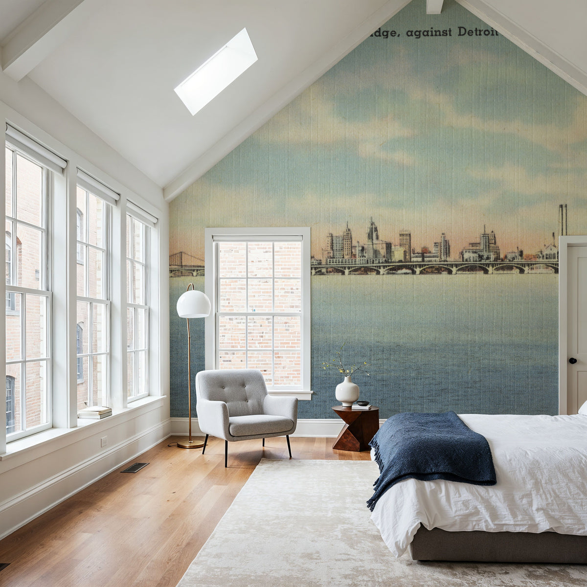 Greetings From Detroit Skyline Mural Wallpaper - room preview 02