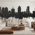 San Jose California Skyline Black & White Mural Wallpaper - room preview 02