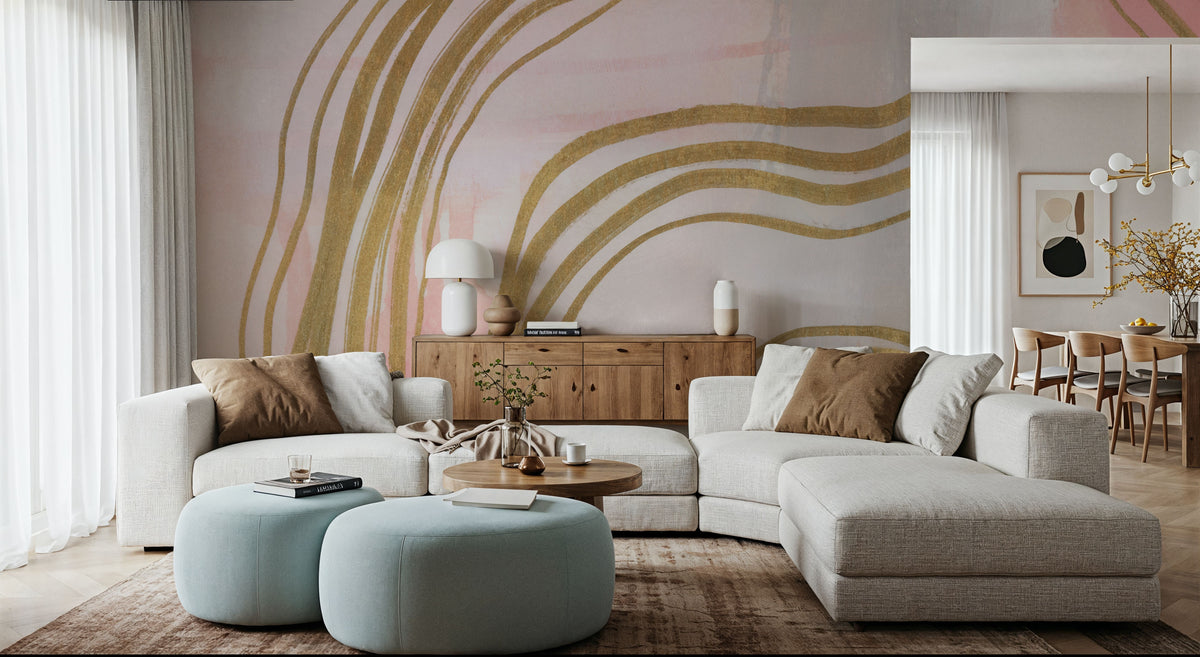 Pink and Bright Abstract I Mural Wallpaper - room preview 02
