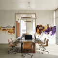 Lyon France Skyline Purlpe & Gold Mural Wallpaper - room preview 02