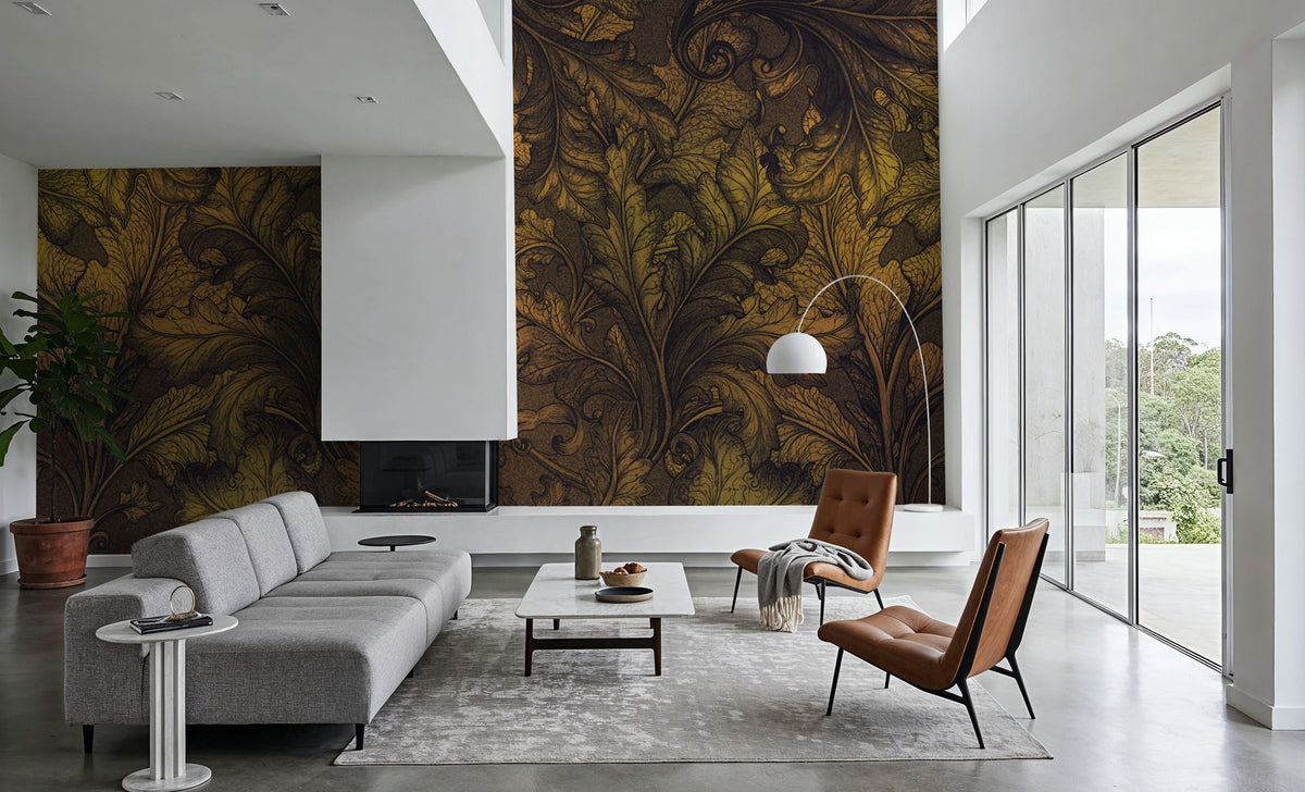 Shielded Leaf Autumn Mural Wallpaper - room preview 02