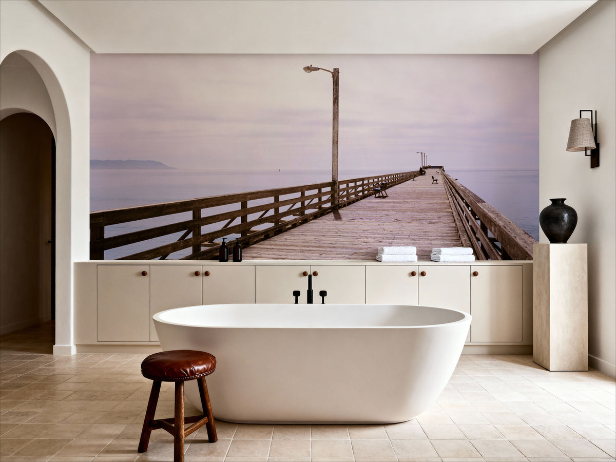 Tranquil Harbor Pier Mural Wallpaper - room preview 02