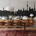 Stuttgart Germany Skyline Black & White Mural Wallpaper - room preview 02
