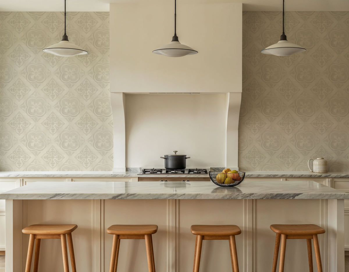 Tile It Up Beige Mural Wallpaper - room preview 02