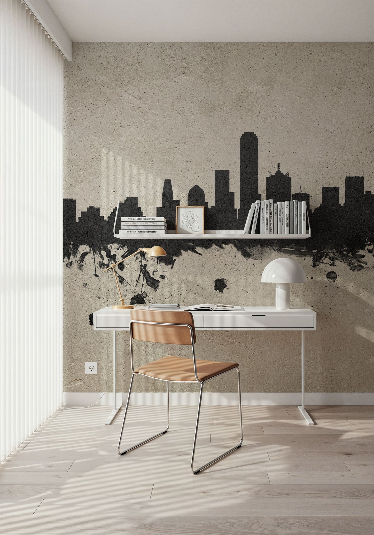 Dallas Skyline Concrete Mural Wallpaper - room preview 02