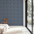 Hedge in Bloom, Indigo Blue Mural Wallpaper - room preview 02