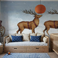 Deck the Halls Reindeer Mural Wallpaper - room preview 02