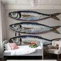 Three Little Fishies Neutral Mural Wallpaper - room preview 02