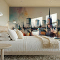 Watercolor Stockholm Skyline Mural Wallpaper - room preview 02