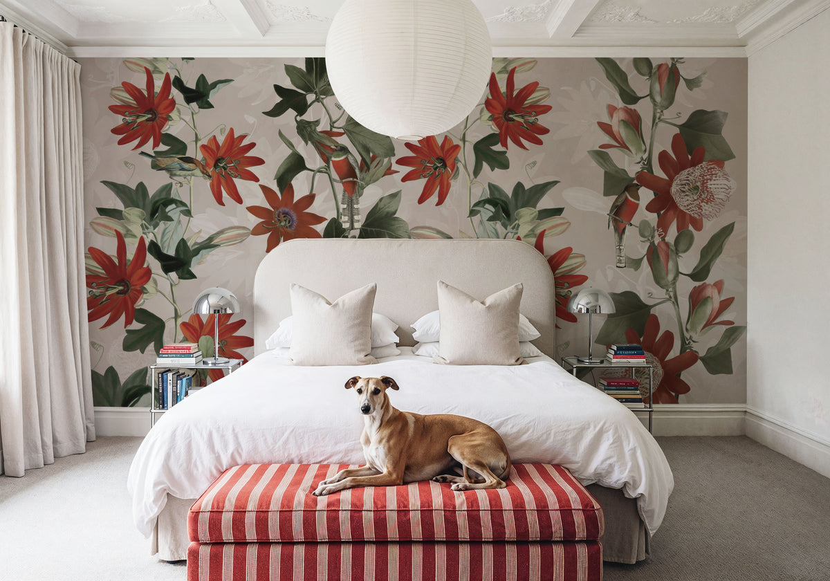 Contemporary Clematis Mural Wallpaper - Purple Tone - room preview 02