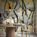 Snow Day Gray Flower Mural Wallpaper - room preview 02