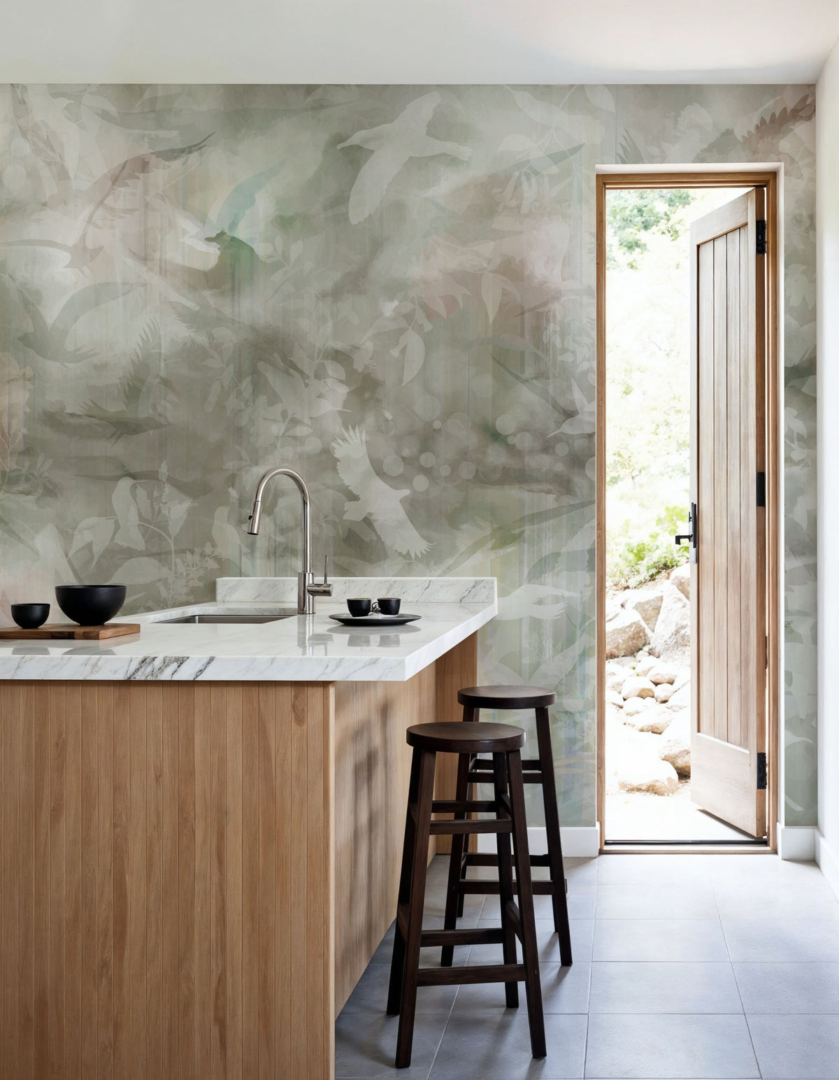 Birds of Freedom Brown Mural Wallpaper - room preview 02