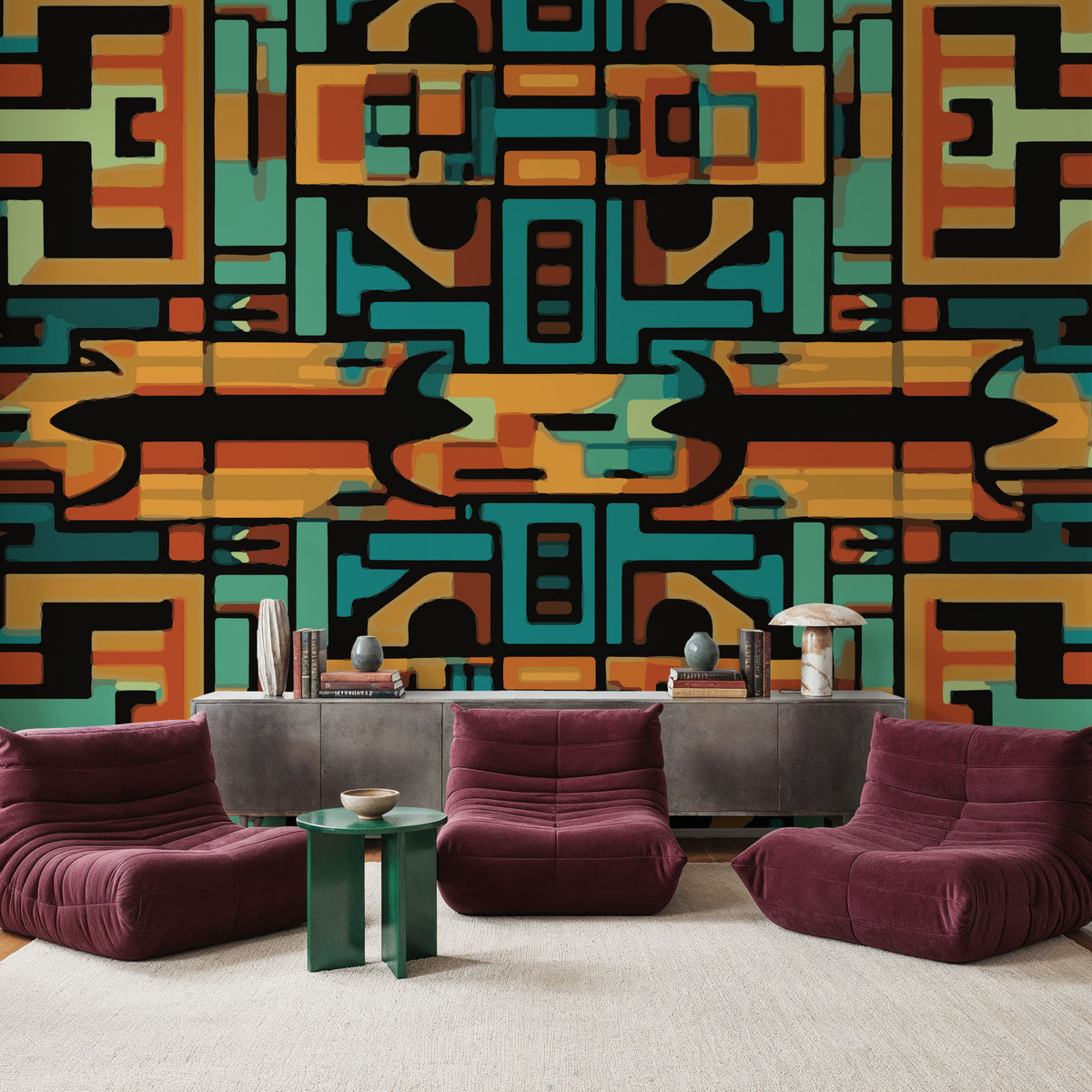 Map of Pyramids Mural Wallpaper - room preview 02