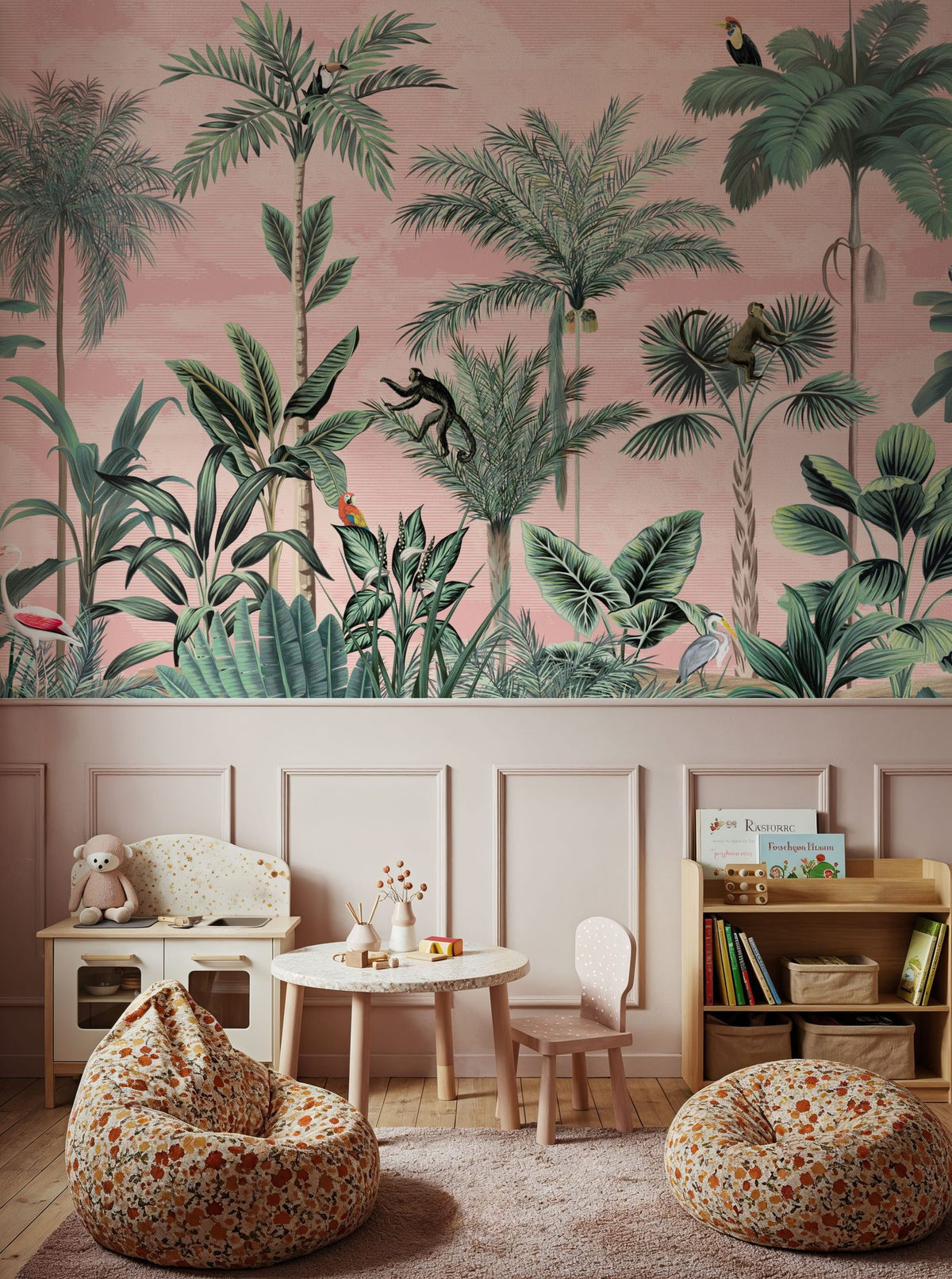 Jungle Delight, Peach Mural Wallpaper - room preview 02
