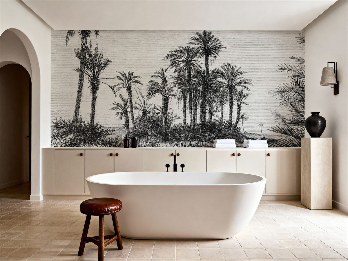 Les Palmiers Mural Wallpaper - room preview 02