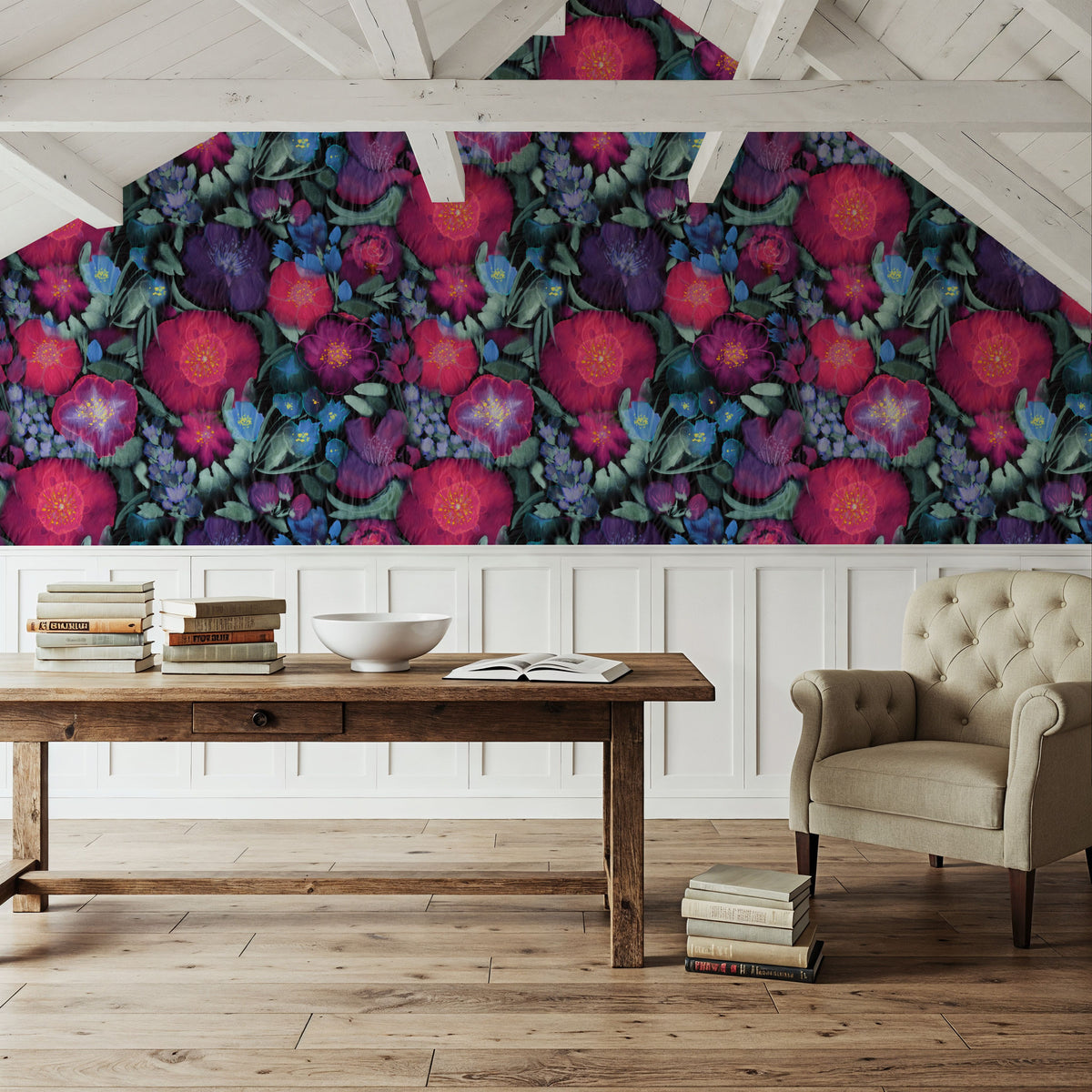 Flowershow Poppies, Cerise Mural Wallpaper - room preview 02