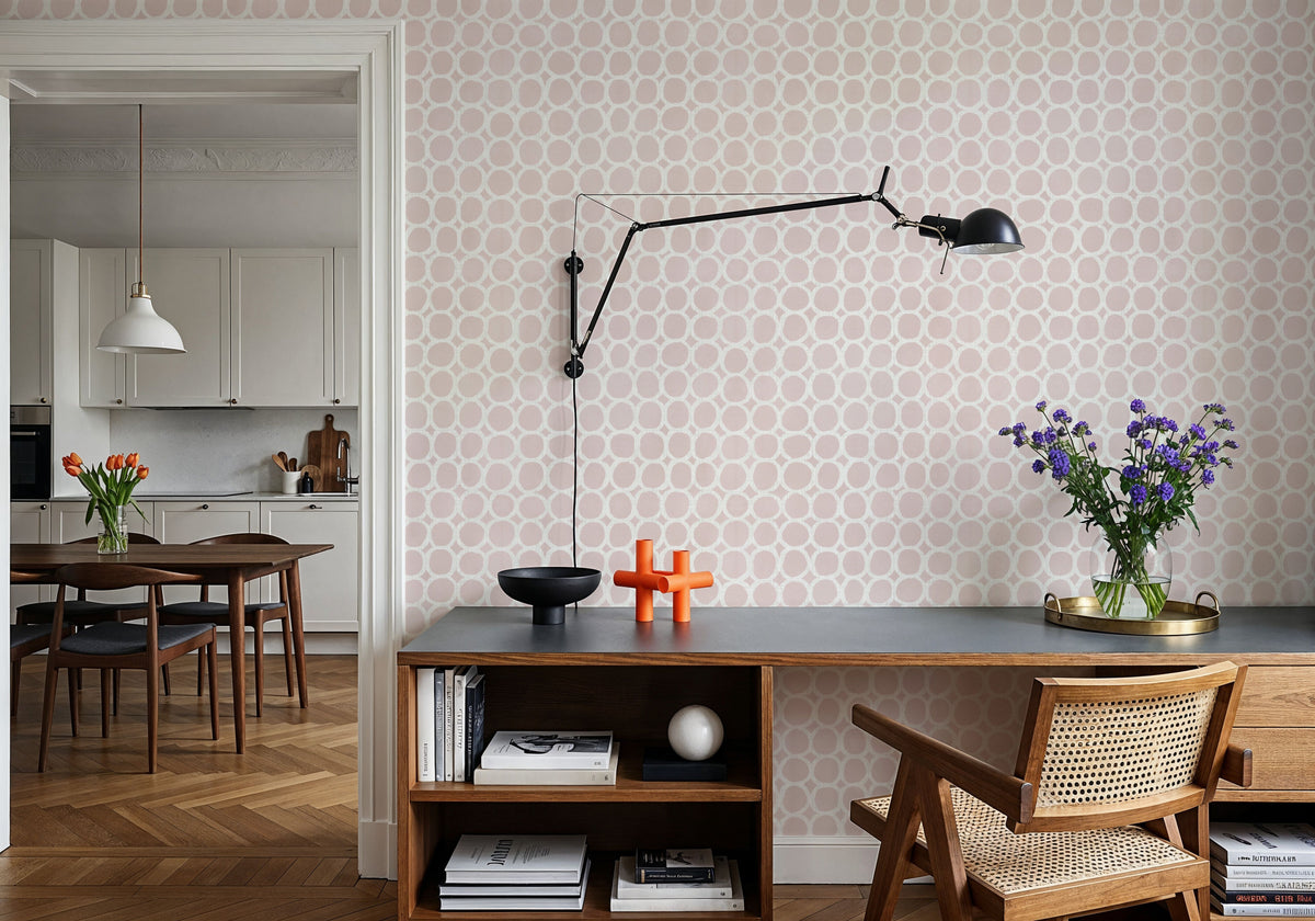 Mixed Pink Circles Inverse Mural Wallpaper - room preview 02