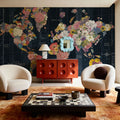 Botanical Floral Map Words Mural Wallpaper - room preview 02