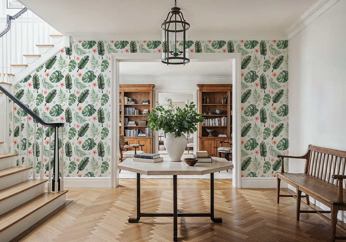 Paradise Foliage Light Mural Wallpaper - room preview 02