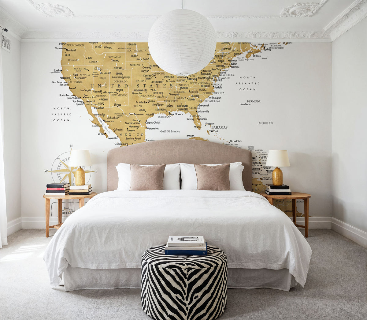 US Mexico Caribbean Map - Rosie Mural Wallpaper - room preview 02