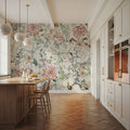 Flowers and Stripes Green Mural Wallpaper - room preview 02