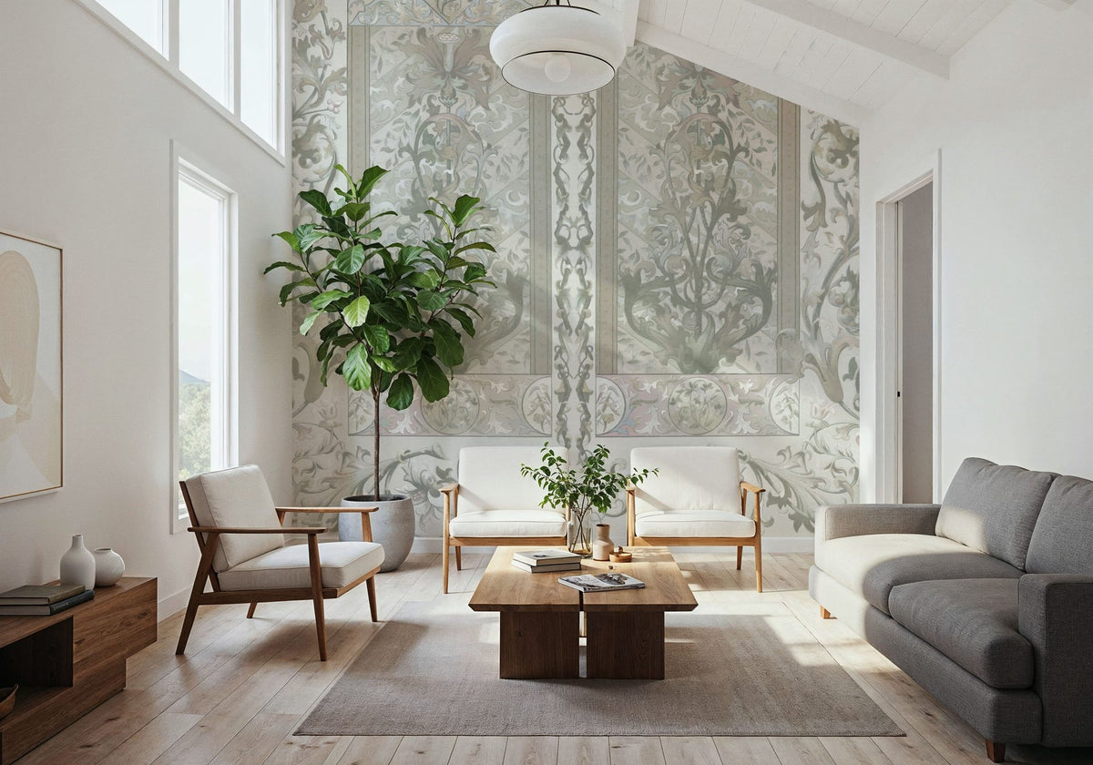 Plant Fantasy Ornament, Sage Mural Wallpaper - room preview 02