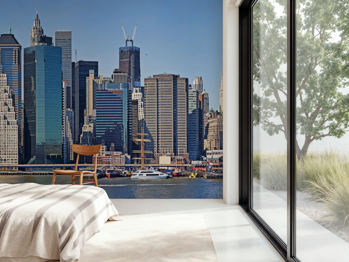 Urban Waterfront Panorama Mural Wallpaper - room preview 02