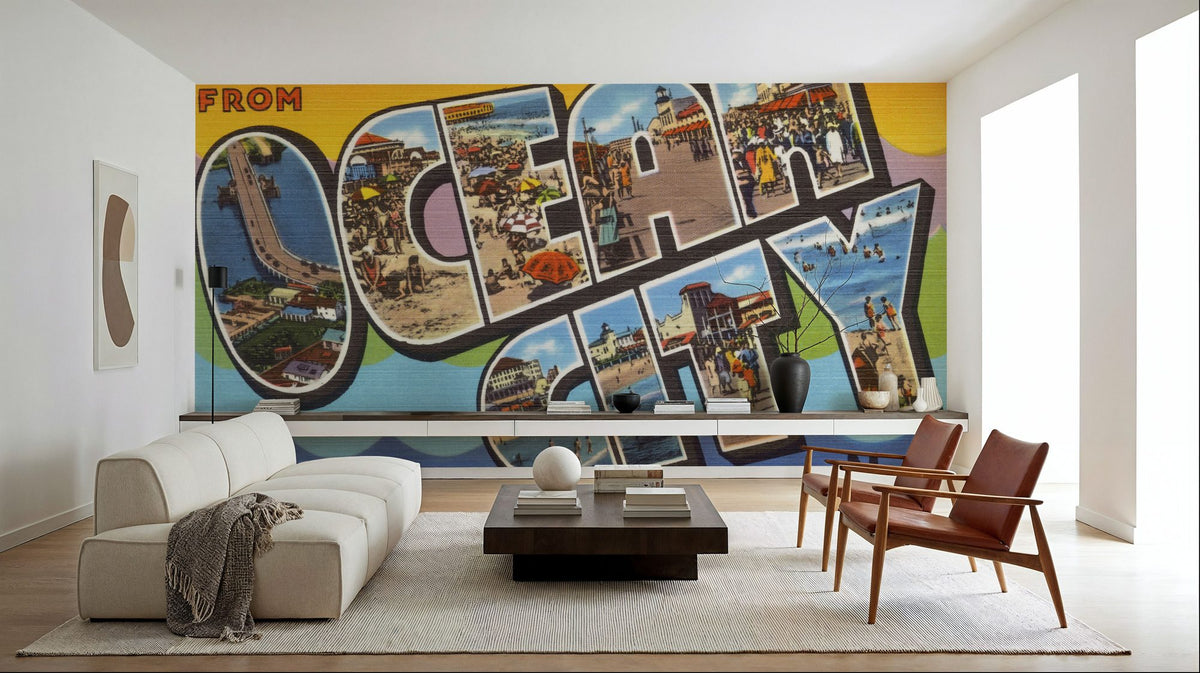 Greetings From Ocean City Mural Wallpaper - room preview 02