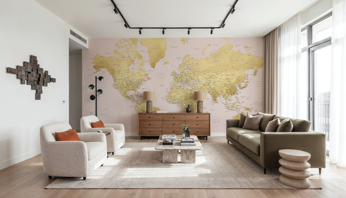 World Map Cities - Lalita Mural Wallpaper - room preview 02