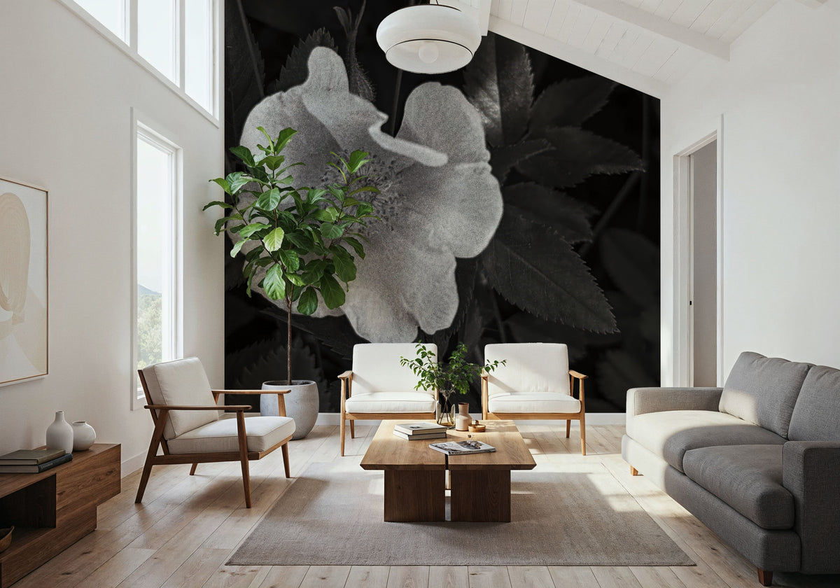 Wild Rose BW III Mural Wallpaper - room preview 02