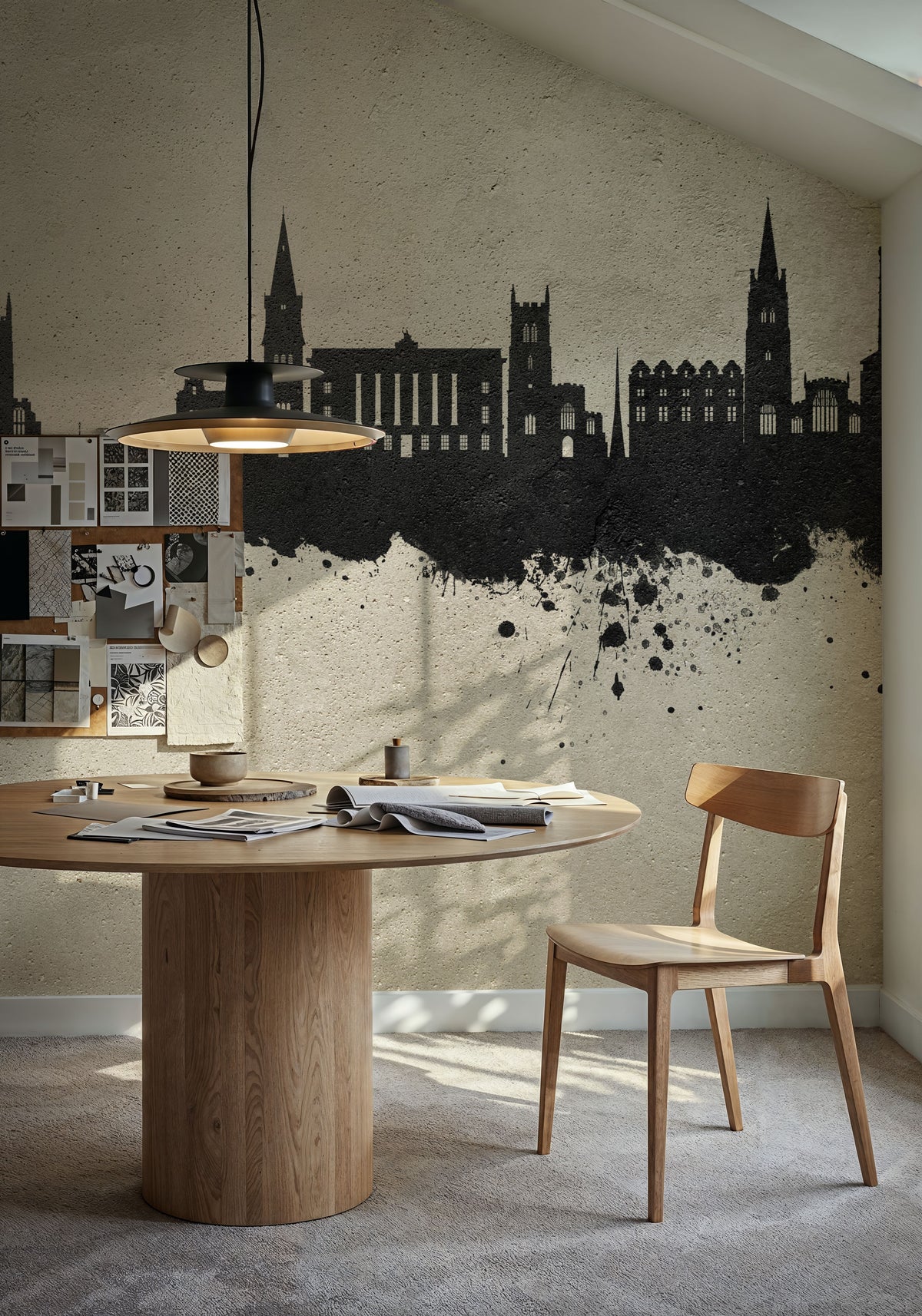 Stamford England Skyline Concrete Mural Wallpaper - room preview 02