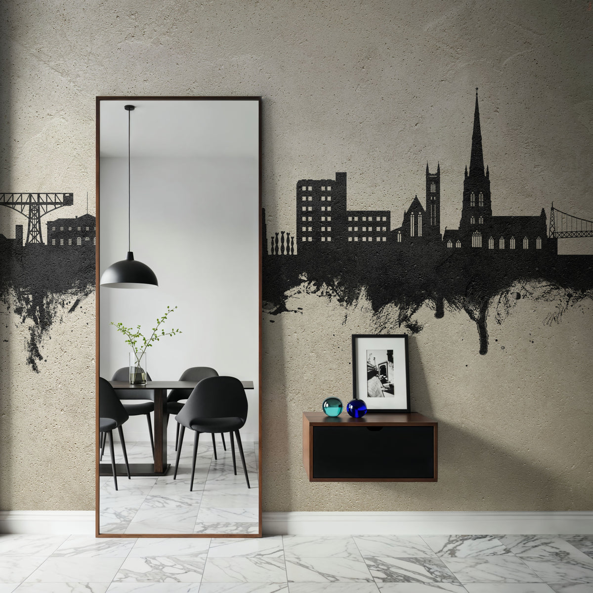 Warrington England Skyline Concrete Mural Wallpaper - room preview 02