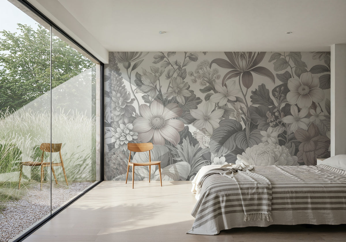 Dahlia Days, Washed Mural Wallpaper - room preview 02