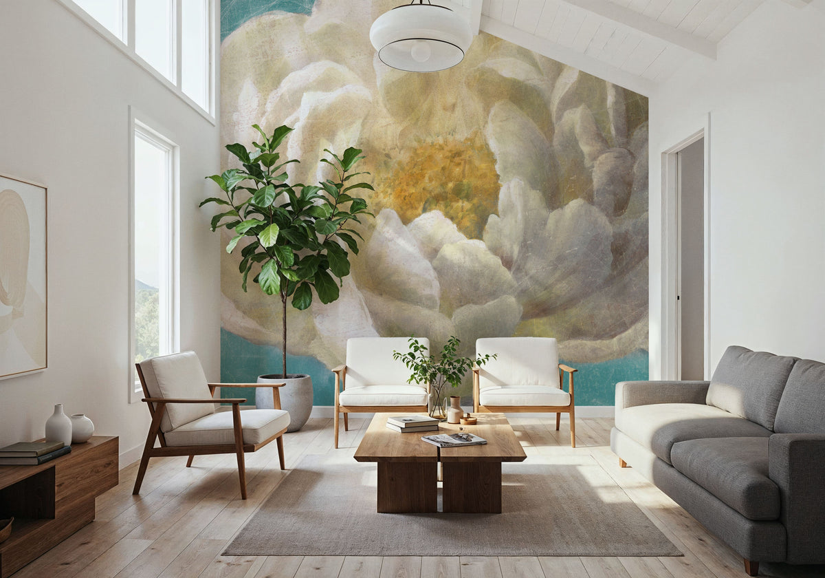 Turquoise Bloom II Mural Wallpaper - room preview 02