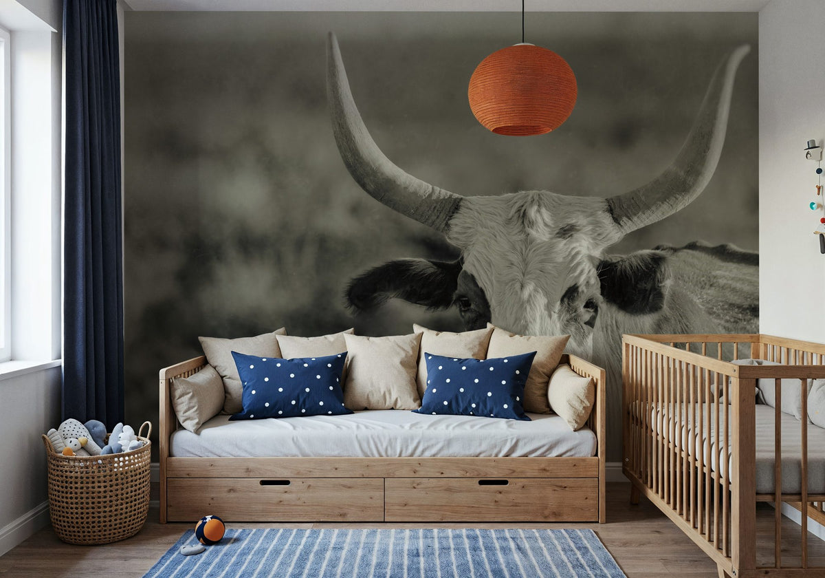 High Desert Herd Sepia Mural Wallpaper - room preview 02