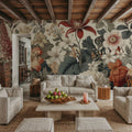 Dahlia Days, Orange Mural Wallpaper - room preview 02
