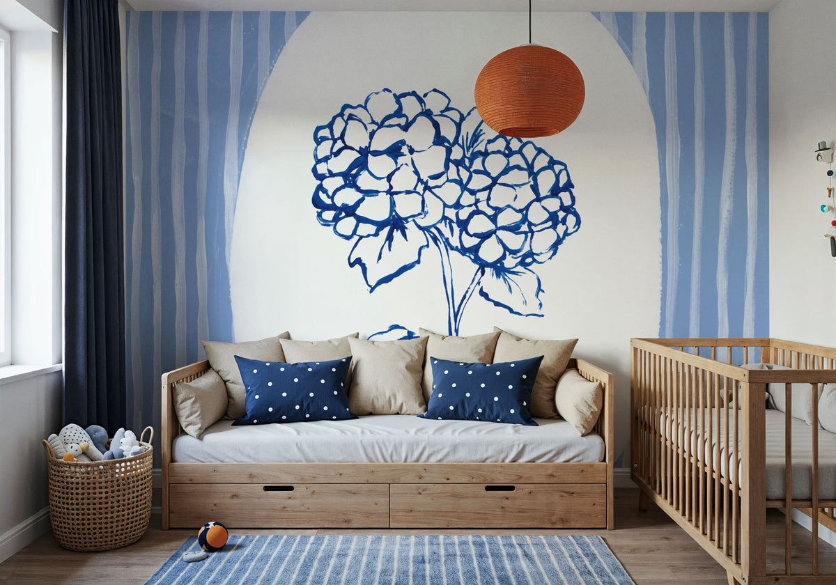 Striped Floral I Mural Wallpaper - room preview 02