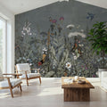 Meadow Finds Gray Mural Wallpaper - room preview 02