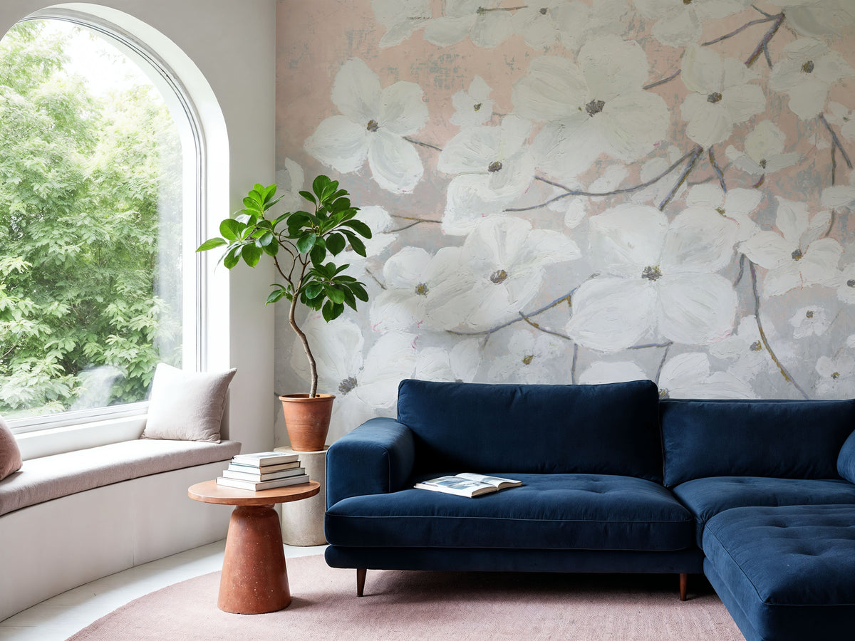Bringing in Blossoms Blush Mural Wallpaper - room preview 02