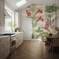 Salvia Florals on Newsprint I Mural Wallpaper - room preview 02
