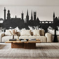 Shrewsbury England Skyline Black & White Mural Wallpaper - room preview 02