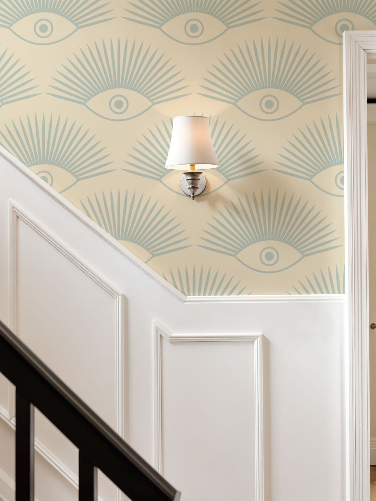 Art Deco Eye, Sky Blue Mural Wallpaper - room preview 02